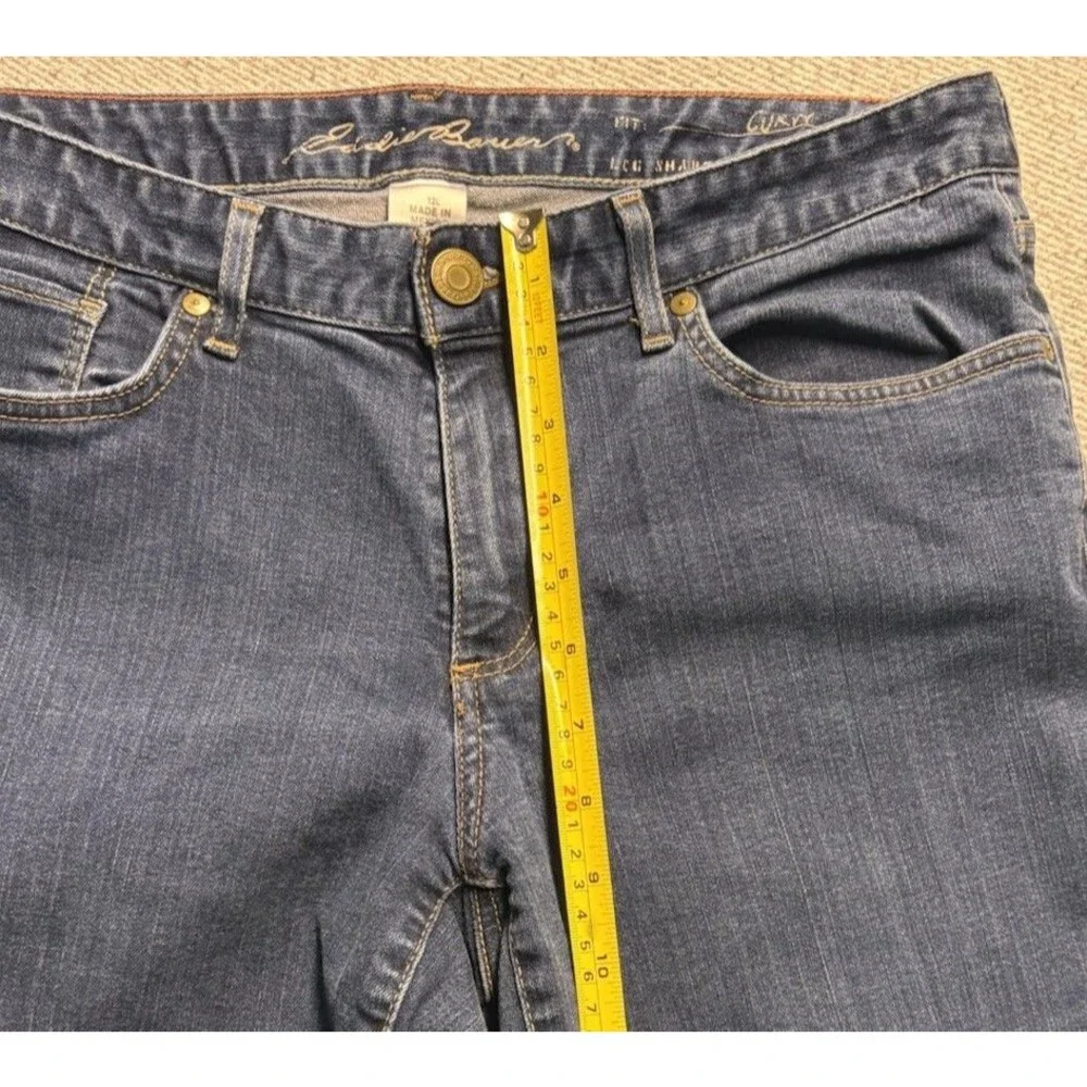 Eddie Bauer Curvy Bootcut Jeans Size 12L Medium Wash Blue Denim Stretch Long